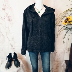 GAP Wool Blend Zip Hoodie Jacket Charcoal Gray Warm Cozy Medium Thick